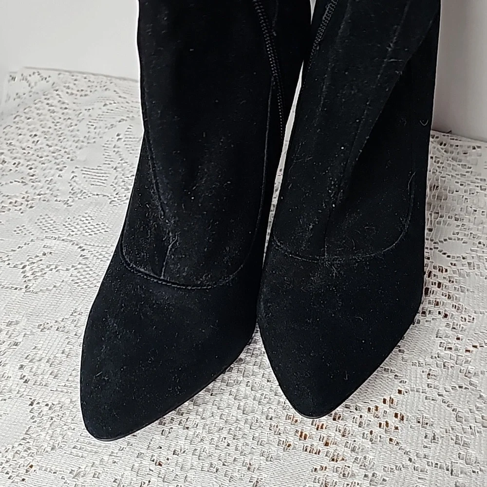 ABS Allen Schwartz Maraeah studded suede over the knee thigh high black boots 10